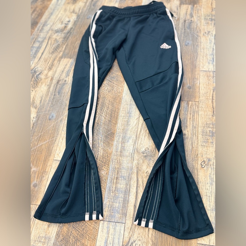 Adidas Women’s CLIMACOOL Athletic Joggers Pink 3 Stripes, Size XS, Leg Zipper - Picture 8 of 12